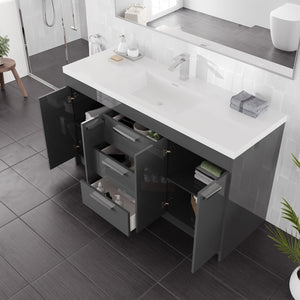 Lugano 60 in. Gray Single Sink Bath Vanity with Acrylic Top and Integrated Sink