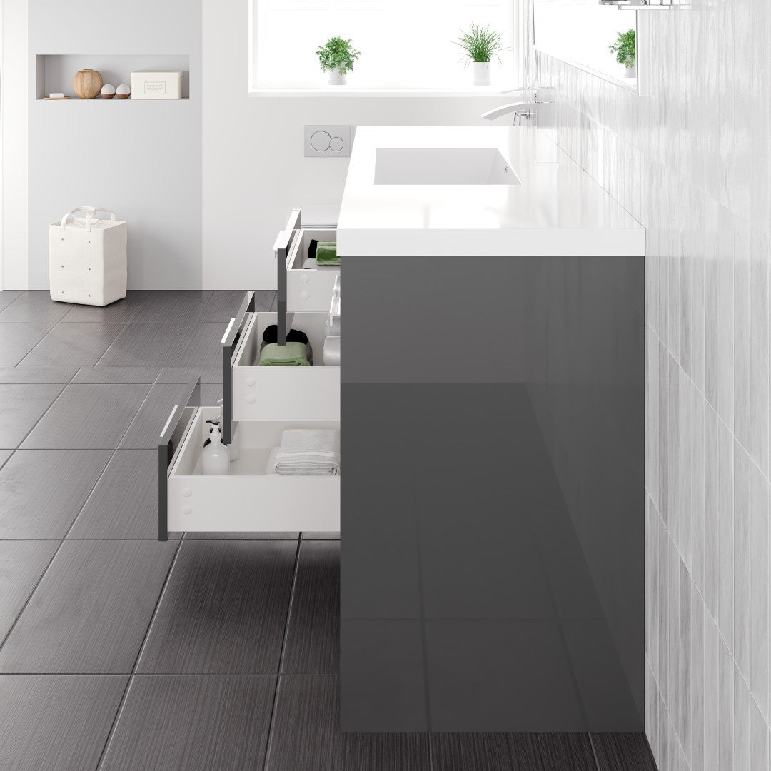 Lugano 60 in. Gray Single Sink Bath Vanity with Acrylic Top and Integrated Sink