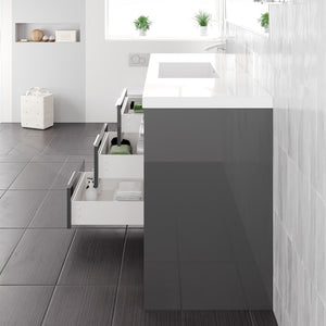 Lugano 60 in. Gray Single Sink Bath Vanity with Acrylic Top and Integrated Sink