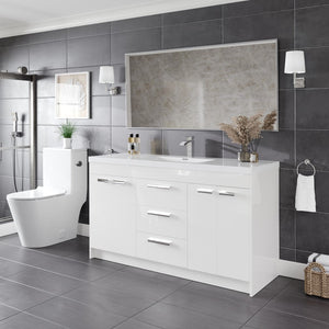 Lugano 60 in. White Single Sink Bath Vanity with Acrylic Top and Integrated Sink