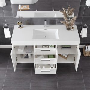 Lugano 60 in. White Single Sink Bath Vanity with Acrylic Top and Integrated Sink