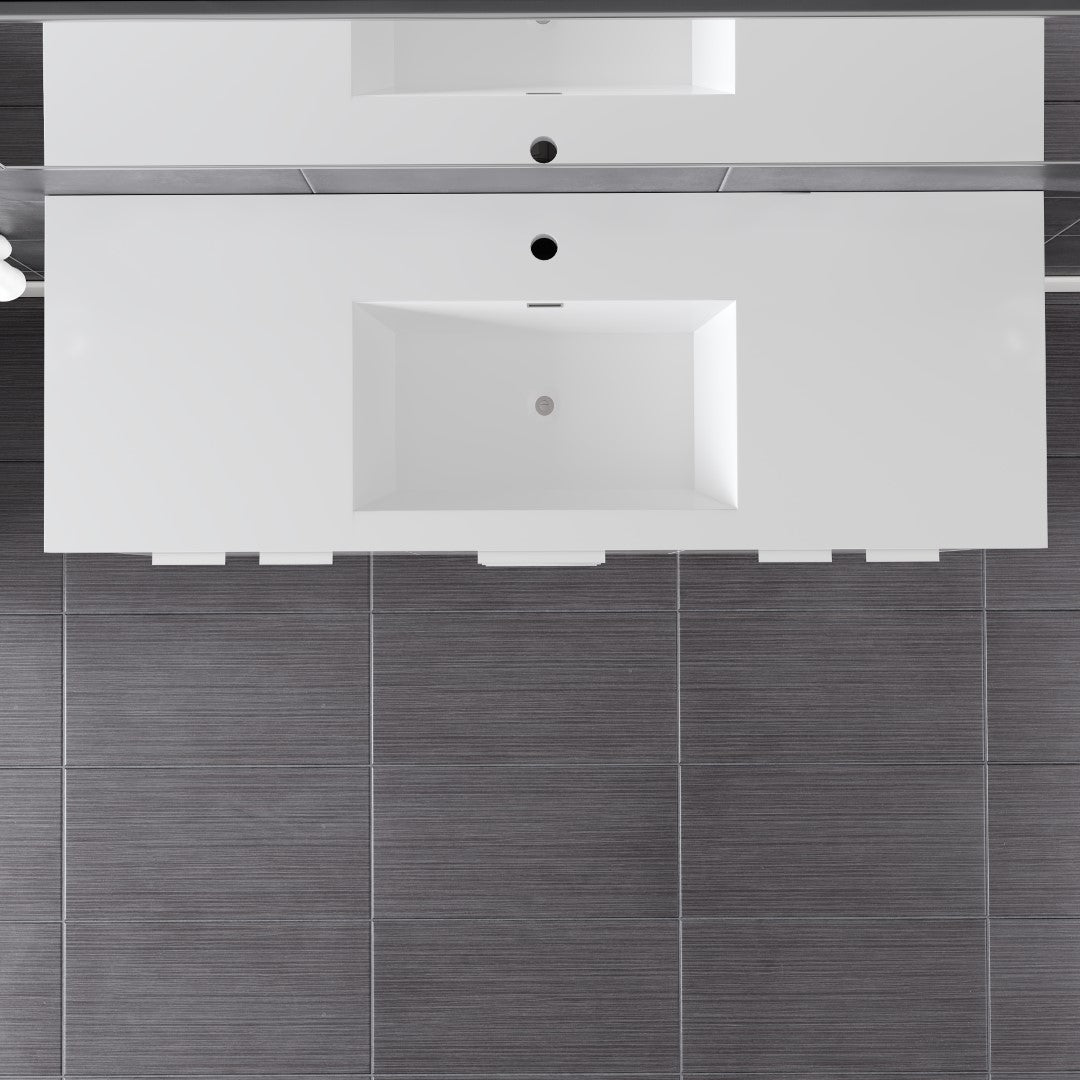 Lugano 60 in. White Single Sink Bath Vanity with Acrylic Top and Integrated Sink
