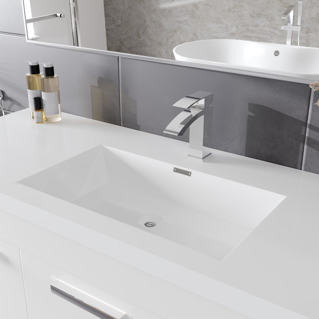 Lugano 60 in. White Single Sink Bath Vanity with Acrylic Top and Integrated Sink