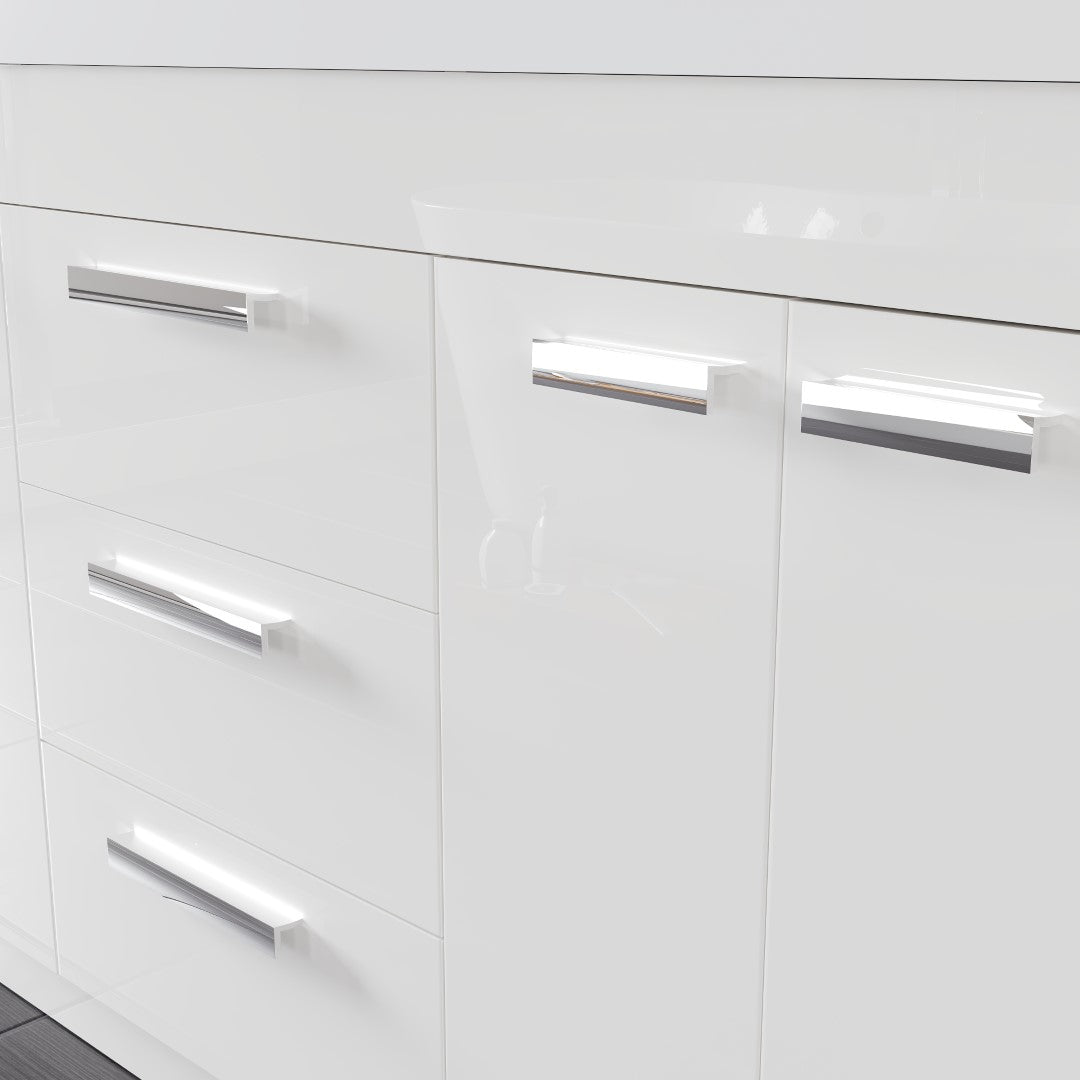Lugano 60 in. White Single Sink Bath Vanity with Acrylic Top and Integrated Sink