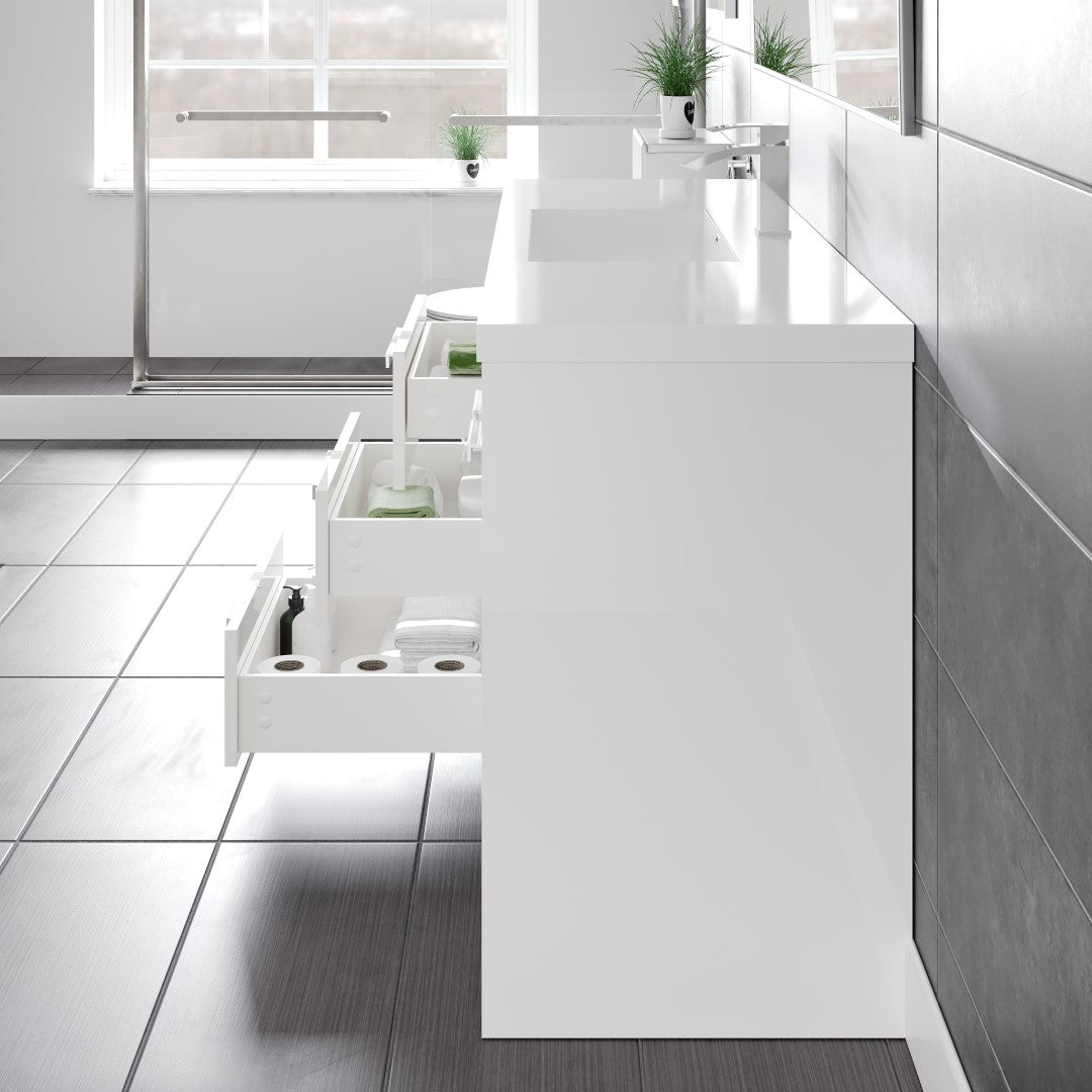 Lugano 60 in. White Single Sink Bath Vanity with Acrylic Top and Integrated Sink