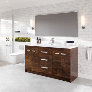 Lugano 60 in. Rosewood Single Sink Bath Vanity with Acrylic Top and Integrated Sink
