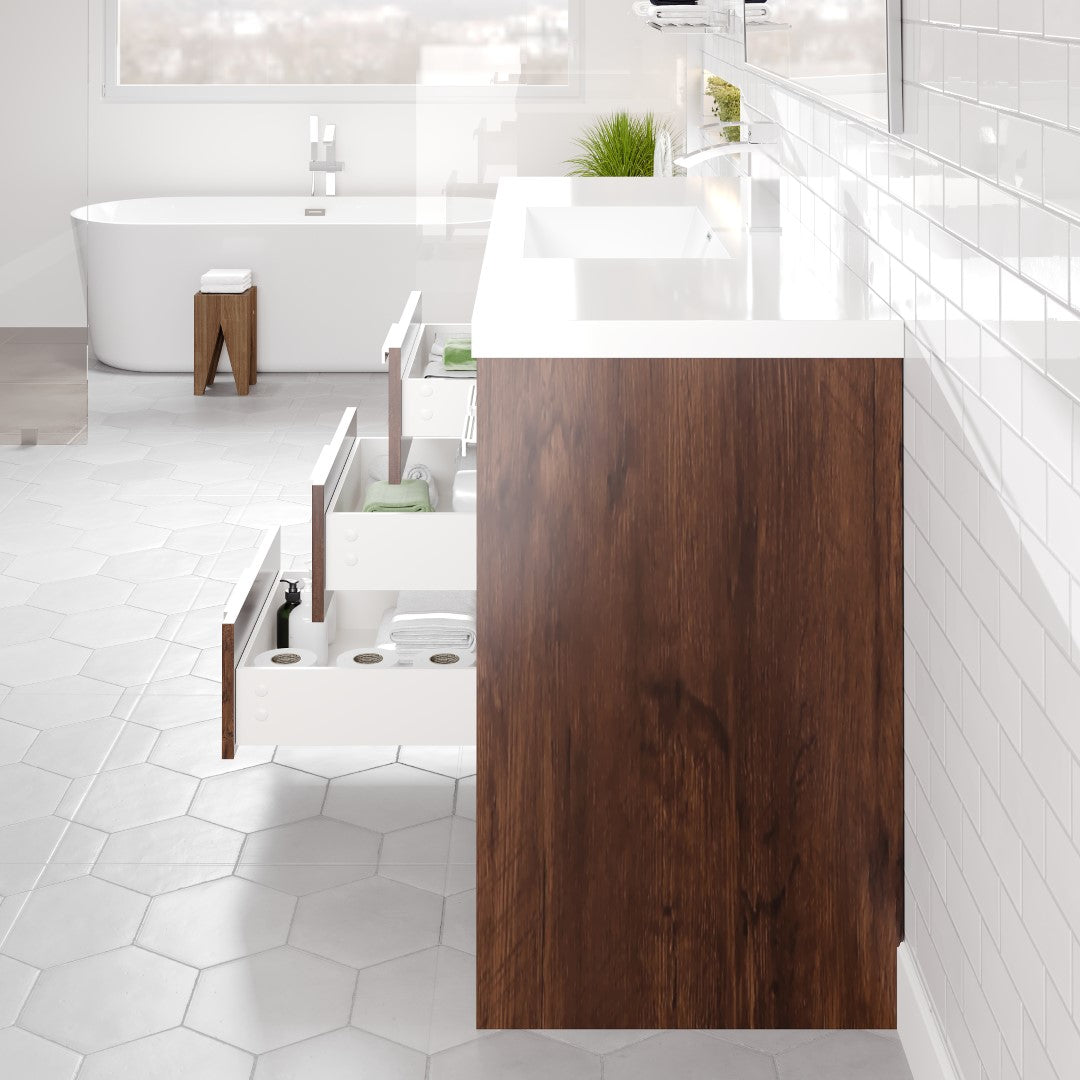 Lugano 60 in. Rosewood Single Sink Bath Vanity with Acrylic Top and Integrated Sink
