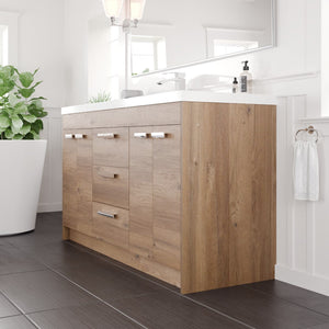 Lugano 60 in. Natural Oak Single Sink Bath Vanity with Acrylic Top and Integrated Sink