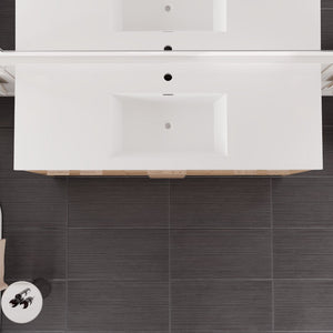 Lugano 60 in. Natural Oak Single Sink Bath Vanity with Acrylic Top and Integrated Sink