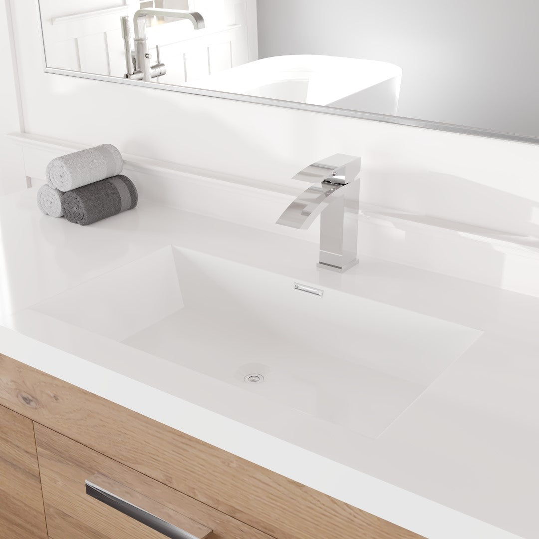 Lugano 60 in. Natural Oak Single Sink Bath Vanity with Acrylic Top and Integrated Sink
