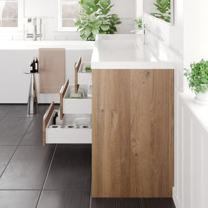 Lugano 60 in. Natural Oak Single Sink Bath Vanity with Acrylic Top and Integrated Sink