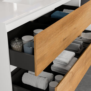 Vienna 48 in. Oak Wall Mount Single Sink Bath Vanity with Acrylic Top and Integrated Sink