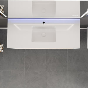 Vienna 48 in. Oak Wall Mount Single Sink Bath Vanity with Acrylic Top and Integrated Sink