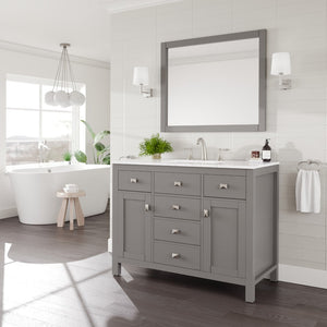 Artemis 42 in. Gray Single Sink Bath Vanity with Engineered Stone Top and Undermount Porcelain Sink