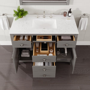 Artemis 42 in. Gray Single Sink Bath Vanity with Engineered Stone Top and Undermount Porcelain Sink