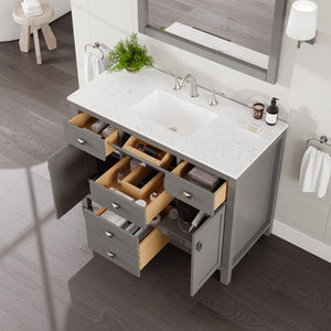 Artemis 42 in. Gray Single Sink Bath Vanity with Engineered Stone Top and Undermount Porcelain Sink