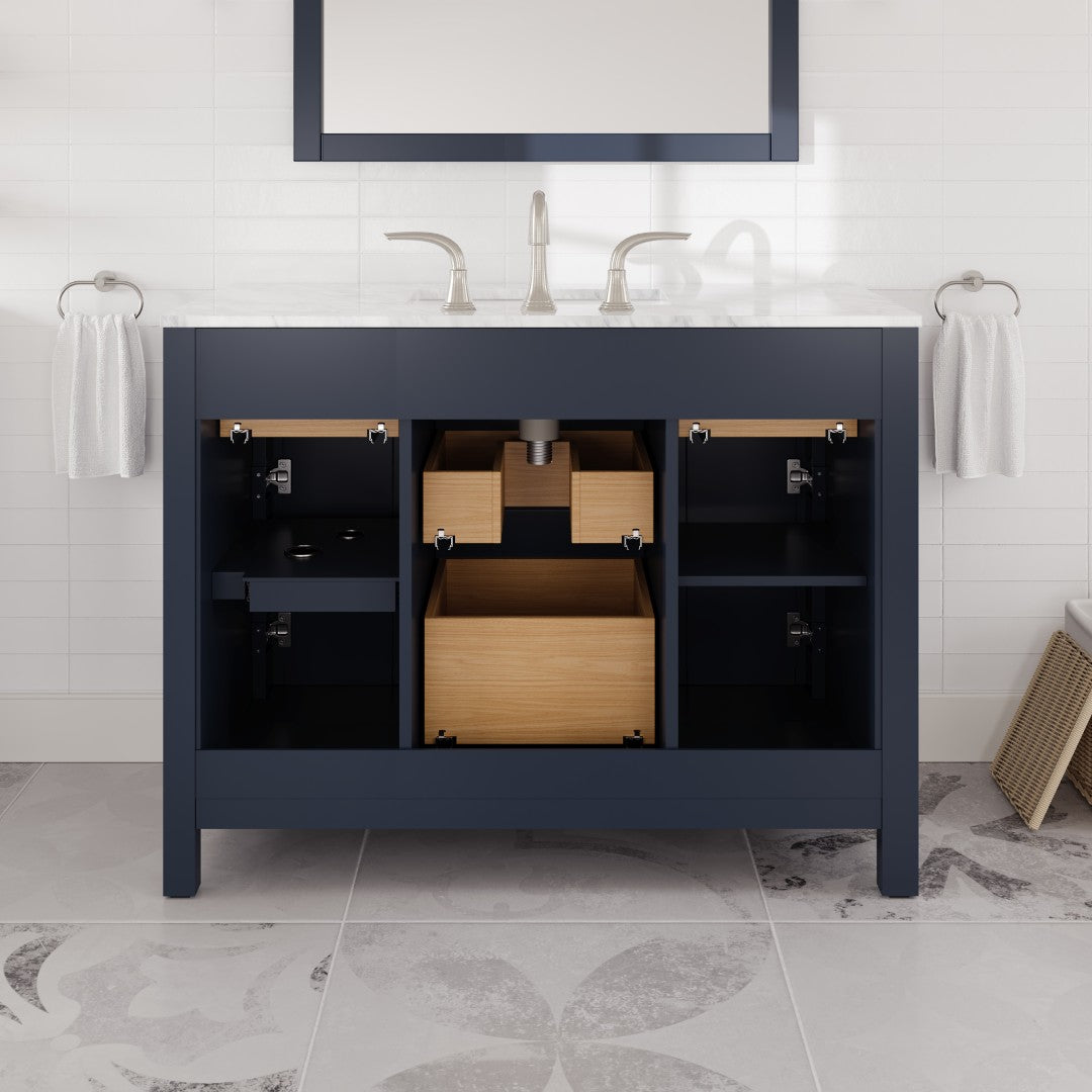 Artemis 42 in. Blue Single Sink Bath Vanity with Engineered Stone Top and Undermount Porcelain Sink