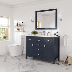 Artemis 42 in. Blue Single Sink Bath Vanity with Engineered Stone Top and Undermount Porcelain Sink
