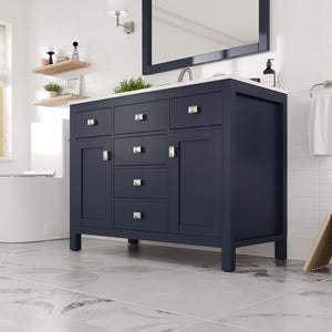 Artemis 42 in. Blue Single Sink Bath Vanity with Engineered Stone Top and Undermount Porcelain Sink
