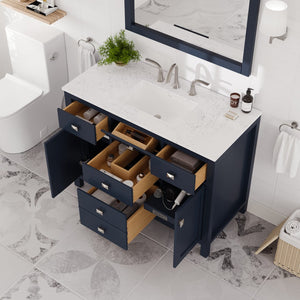 Artemis 42 in. Blue Single Sink Bath Vanity with Engineered Stone Top and Undermount Porcelain Sink