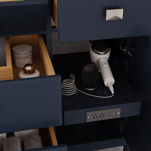 Artemis 42 in. Blue Single Sink Bath Vanity with Engineered Stone Top and Undermount Porcelain Sink