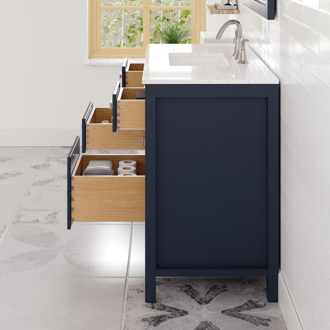 Artemis 42 in. Blue Single Sink Bath Vanity with Engineered Stone Top and Undermount Porcelain Sink