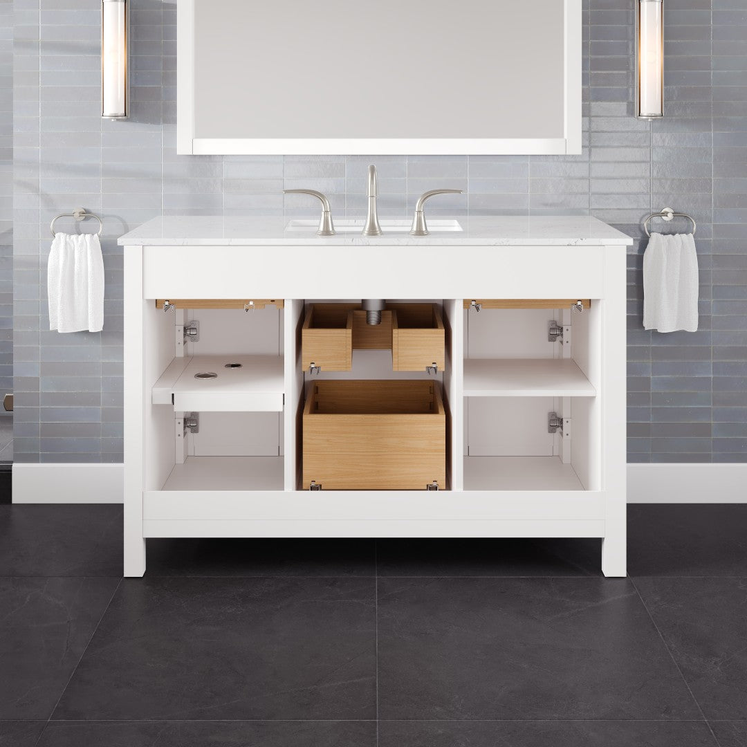 Artemis 48 in. White Single Sink Bath Vanity with Engineered Stone Top and Undermount Porcelain Sink