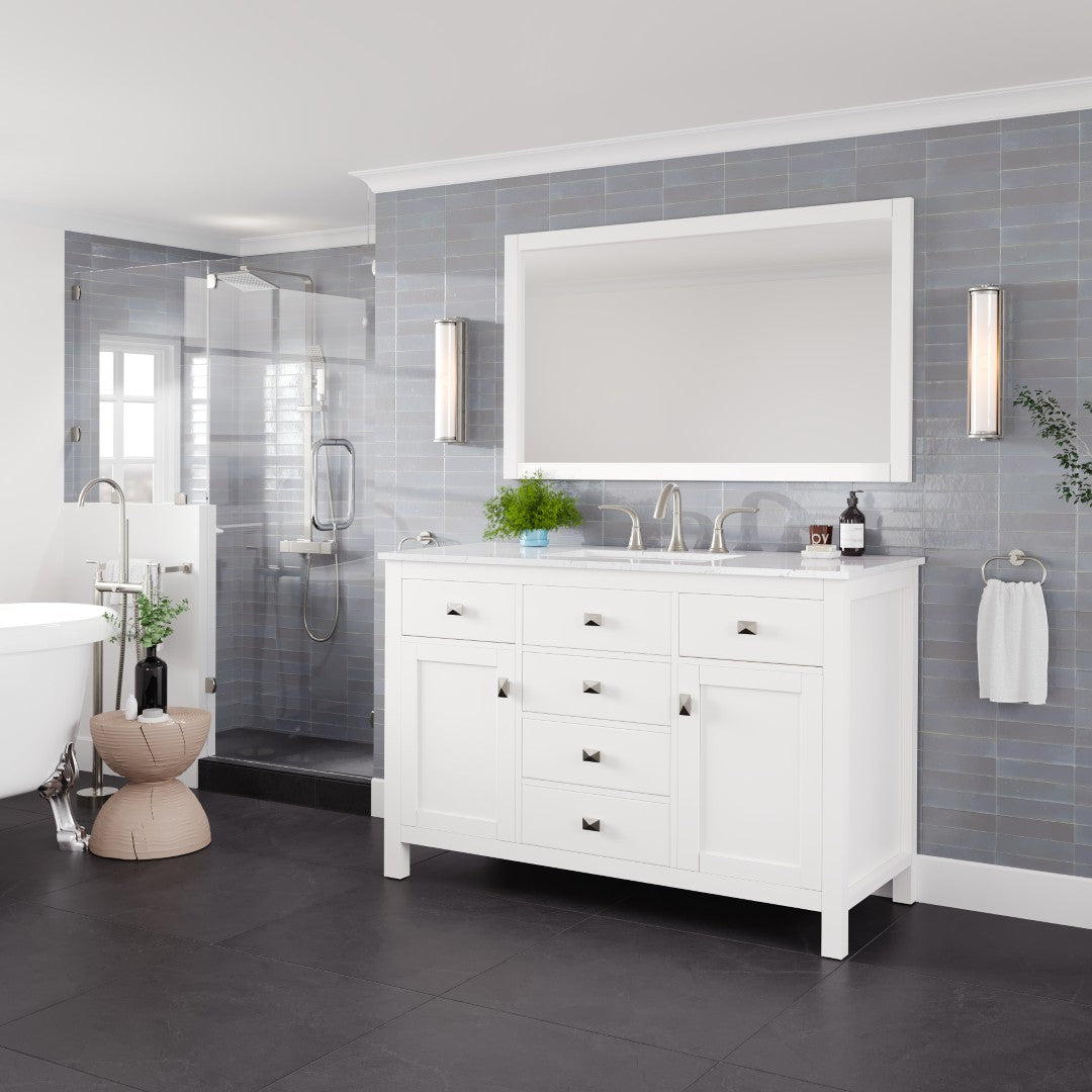 Artemis 48 in. White Single Sink Bath Vanity with Engineered Stone Top and Undermount Porcelain Sink