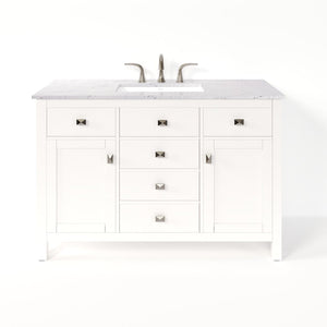 Artemis 48 in. White Single Sink Bath Vanity with Engineered Stone Top and Undermount Porcelain Sink