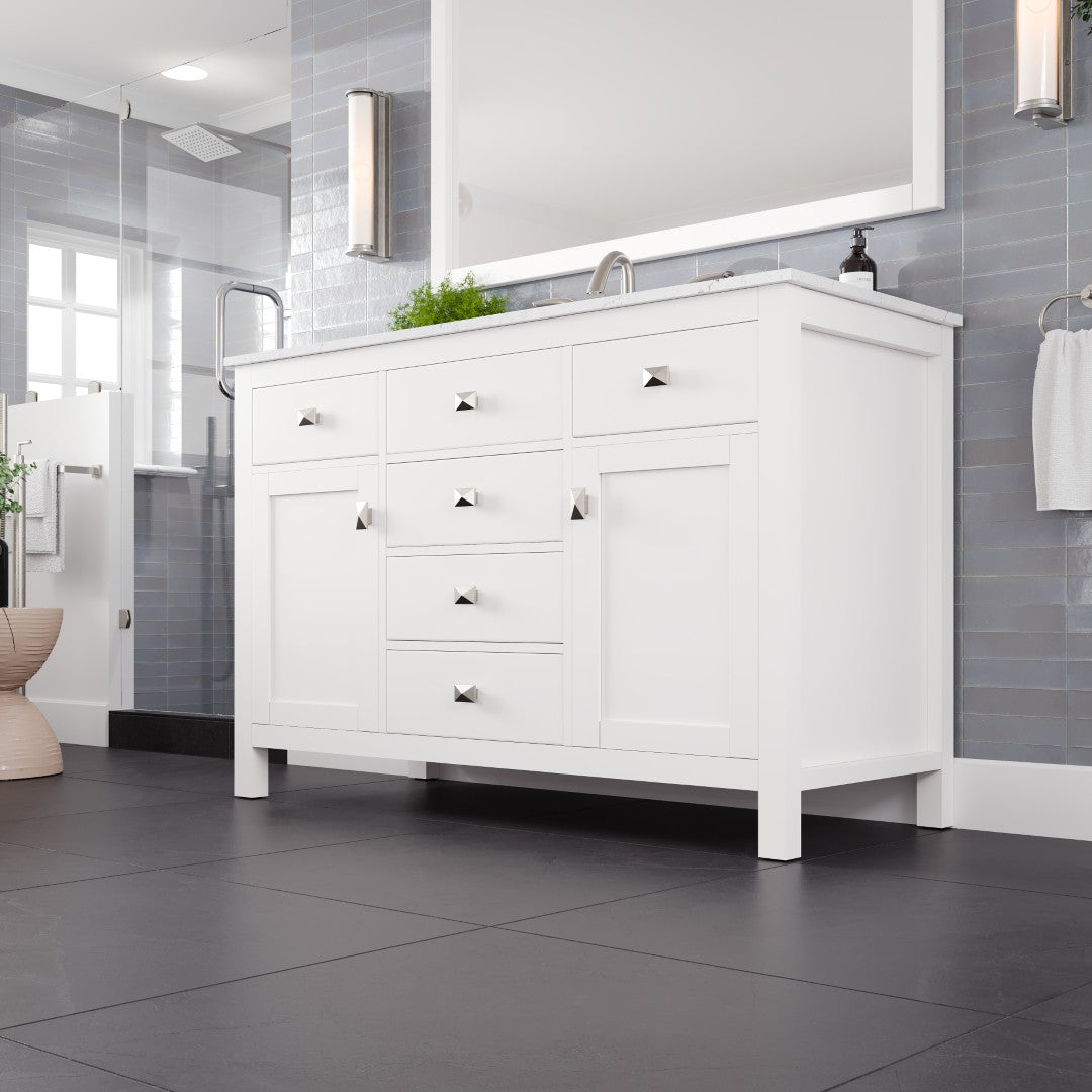 Artemis 48 in. White Single Sink Bath Vanity with Engineered Stone Top and Undermount Porcelain Sink