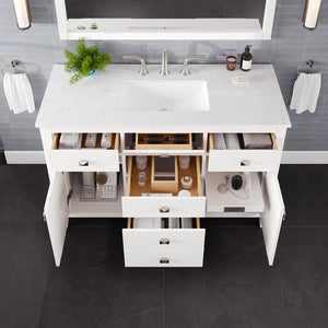 Artemis 48 in. White Single Sink Bath Vanity with Engineered Stone Top and Undermount Porcelain Sink