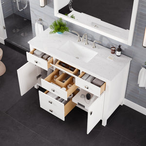 Artemis 48 in. White Single Sink Bath Vanity with Engineered Stone Top and Undermount Porcelain Sink