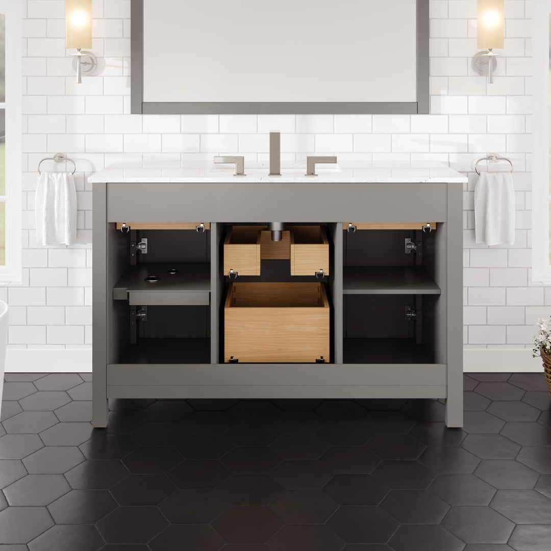 Artemis 48 in. Gray Single Sink Bath Vanity with Engineered Stone Top and Undermount Porcelain Sink