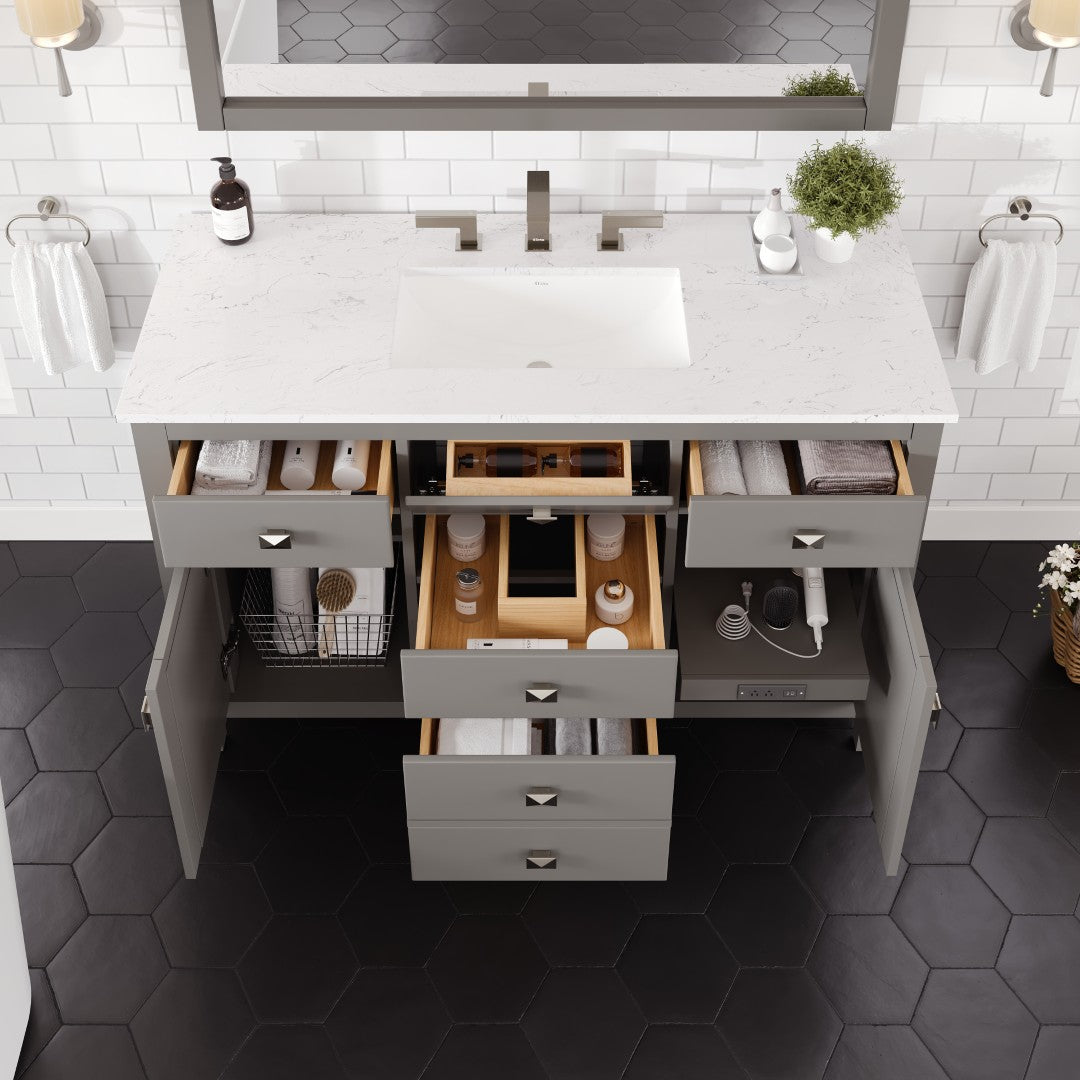 Artemis 48 in. Gray Single Sink Bath Vanity with Engineered Stone Top and Undermount Porcelain Sink