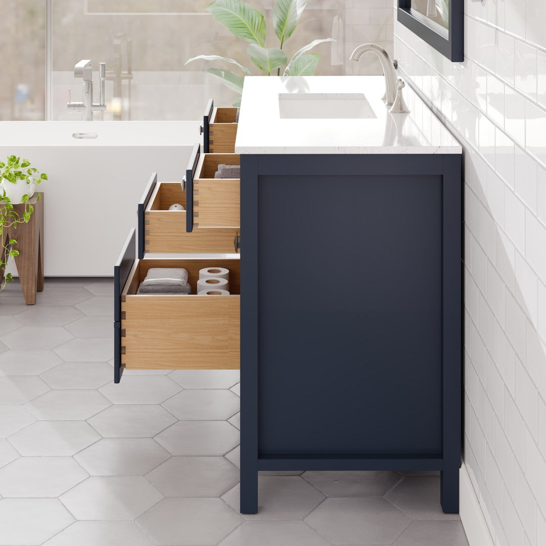 Artemis 48 in. Blue Single Sink Bath Vanity with Engineered Stone Top and Undermount Porcelain Sink