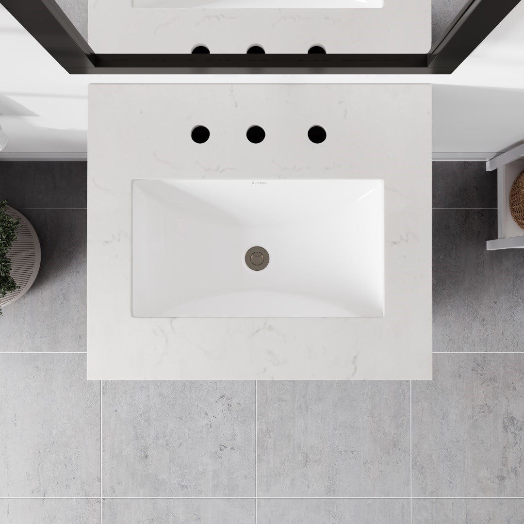 Aberdeen 24 in. Espresso Single Sink Bath Vanity with Carrara Quartz Top and Undermount Porcelain Sink
