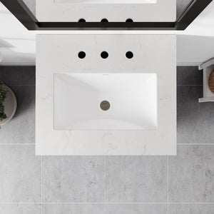 Aberdeen 24 in. Espresso Single Sink Bath Vanity with Carrara Quartz Top and Undermount Porcelain Sink