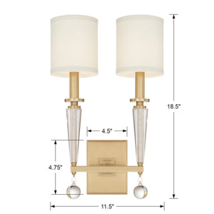 Paxton 2 Light Aged Brass Sconce 8102-AG