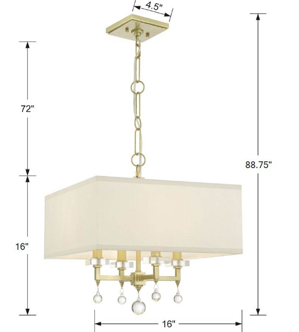 Paxton 4 Light Aged Brass Mini Chandelier 8105-AG