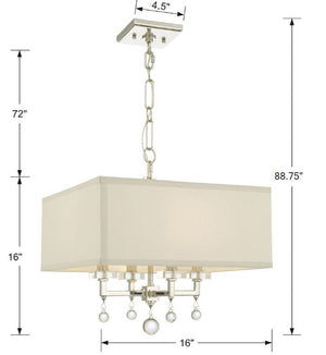 Paxton 4 Light Aged Brass Semi Flush Mount 8105-AG_CEILING