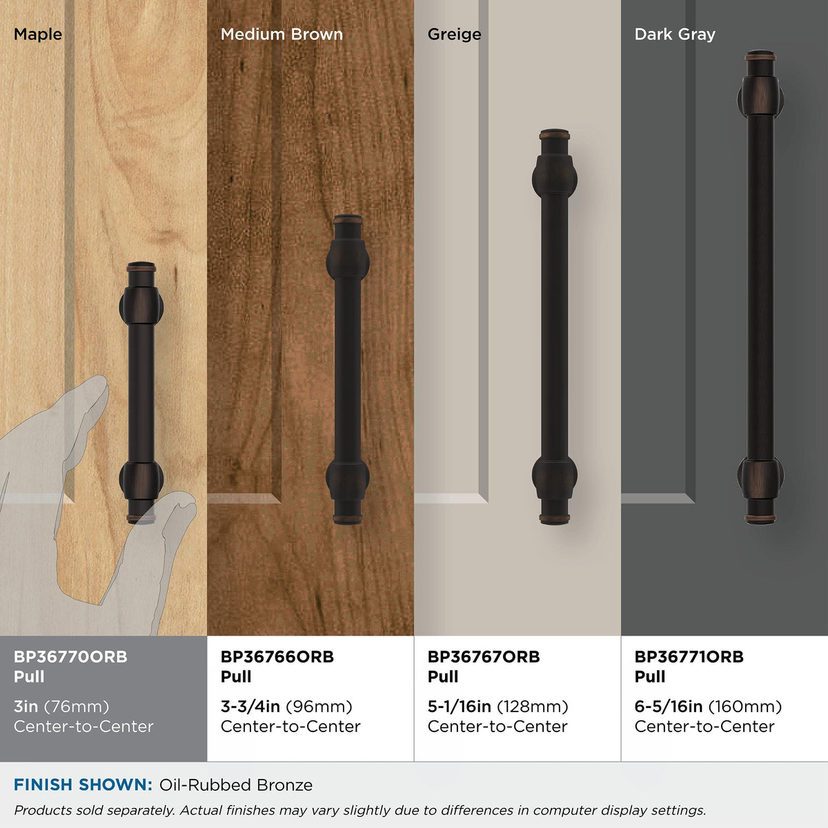 Amerock BP36770ORB Oil Rubbed Bronze Cabinet Pull 3 in (76 mm) Center-to-Center Cabinet Handle Winsome Drawer Pull Kitchen Cabinet Handle Furniture Hardware