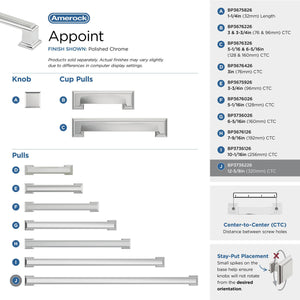 Amerock BP3736226 Polished Chrome Cabinet Pull 12-5/8 in (320 mm) Center-to-Center Cabinet Handle Appoint Drawer Pull Kitchen Cabinet Handle Furniture Hardware