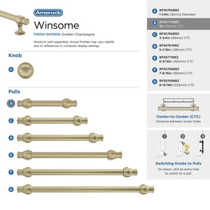 Amerock BP36770BBZ Golden Champagne Cabinet Pull 3 in (76 mm) Center-to-Center Cabinet Handle Winsome Drawer Pull Kitchen Cabinet Handle Furniture Hardware