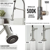 VIGO VG02001STK2 19" H Edison Single-Handle with Pull-Down Sprayer Kitchen Faucet with Soap Dispenser in Stainless Steel