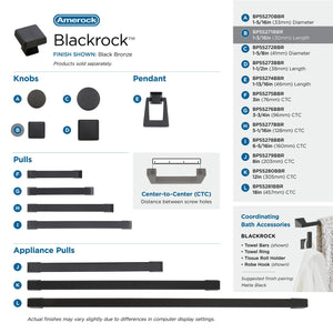 Amerock Cabinet Knob Black Bronze 1-3/16 inch (30 mm) Length Blackrock 1 Pack Drawer Knob Cabinet Hardware
