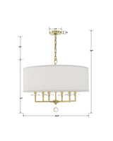 Paxton 6 Light Aged Brass Chandelier 8116-AG