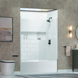 New England Home Goods 60” x 32” Four-Piece Direct-to-Stud Alcove Tub Surround with Left-Drain Hole Soaking Bathtub Combo in White