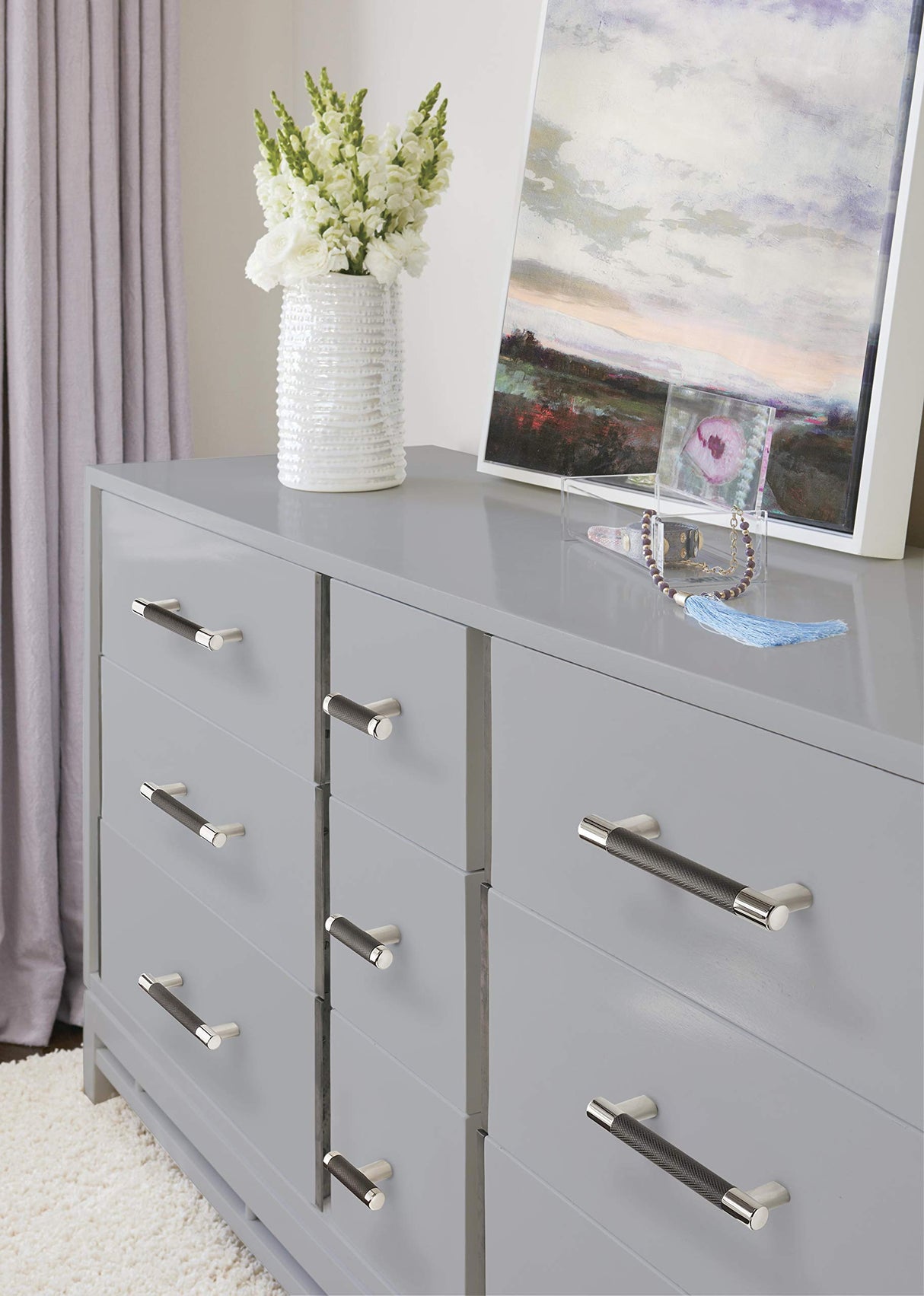 Amerock Cabinet Knob Polished Nickel/Black Bronze 2-5/8 inch (67 mm) Length Esquire 1 Pack Drawer Knob Cabinet Hardware
