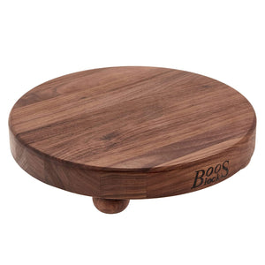 John Boos WAL-B12R Walnut Wood Cutting Board for Kitchen Prep, 12 Inch in Diameter, 1.5 Thick Edge Grain Round Charcuterie Block with Wooden Bun Feet 12DIAX1.5 WAL-EDGE GR WAL BUN FEET