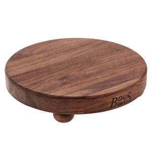John Boos WAL-B12R Walnut Wood Cutting Board for Kitchen Prep, 12 Inch in Diameter, 1.5 Thick Edge Grain Round Charcuterie Block with Wooden Bun Feet 12DIAX1.5 WAL-EDGE GR WAL BUN FEET